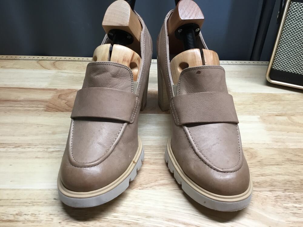 Paul Green Loafer Women's Taupe Leather Classic Slip-On Block Heel Comfort
